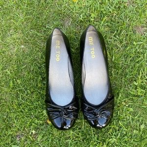 Me Too Black Patent Leather Wedges